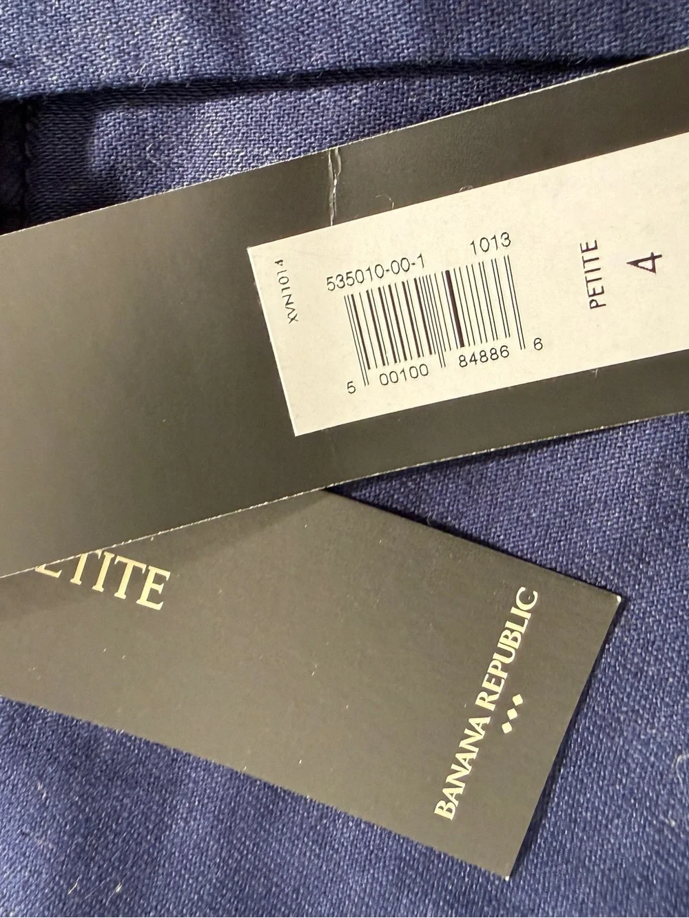 NWT Banana Republic High Rise Wide Leg Linen Pants Navy Blue Petite 4P